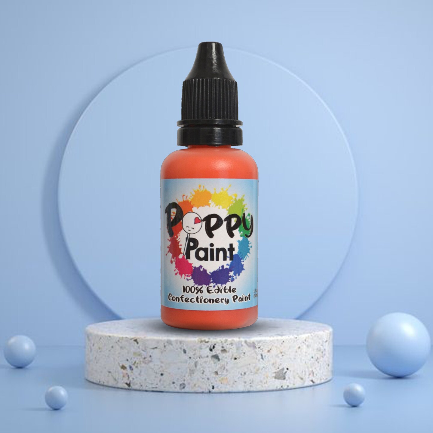 Poppy Paint Orange Edible Food Coloring for Cookies Macarons Cake Decorating