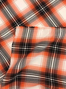 1 Yard Orange Plaid Polyester Poplin 58/59&#x22; Wide Checkered Fabric