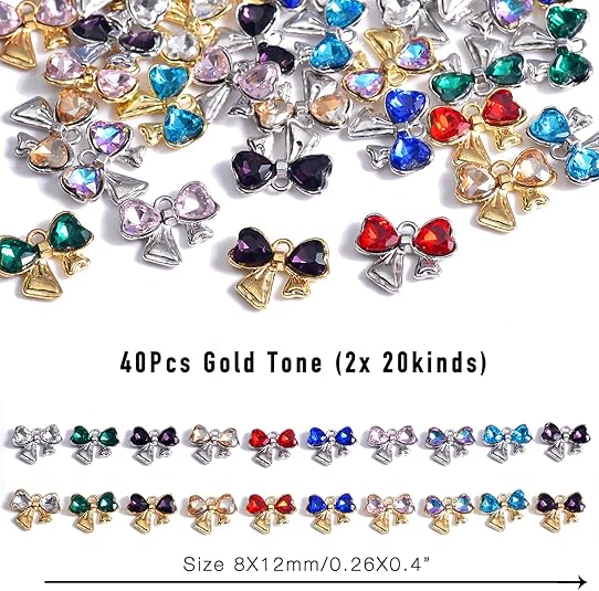 40Pcs Paired Crystal Pendants Charms for Jewelry Making Supplies