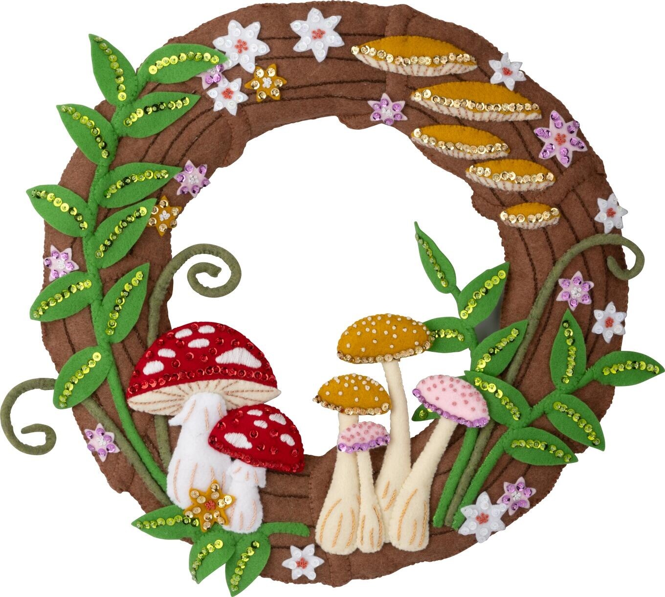Bucilla Felt Wreath Applique Kit 15.5" Round-Mushroom Magic