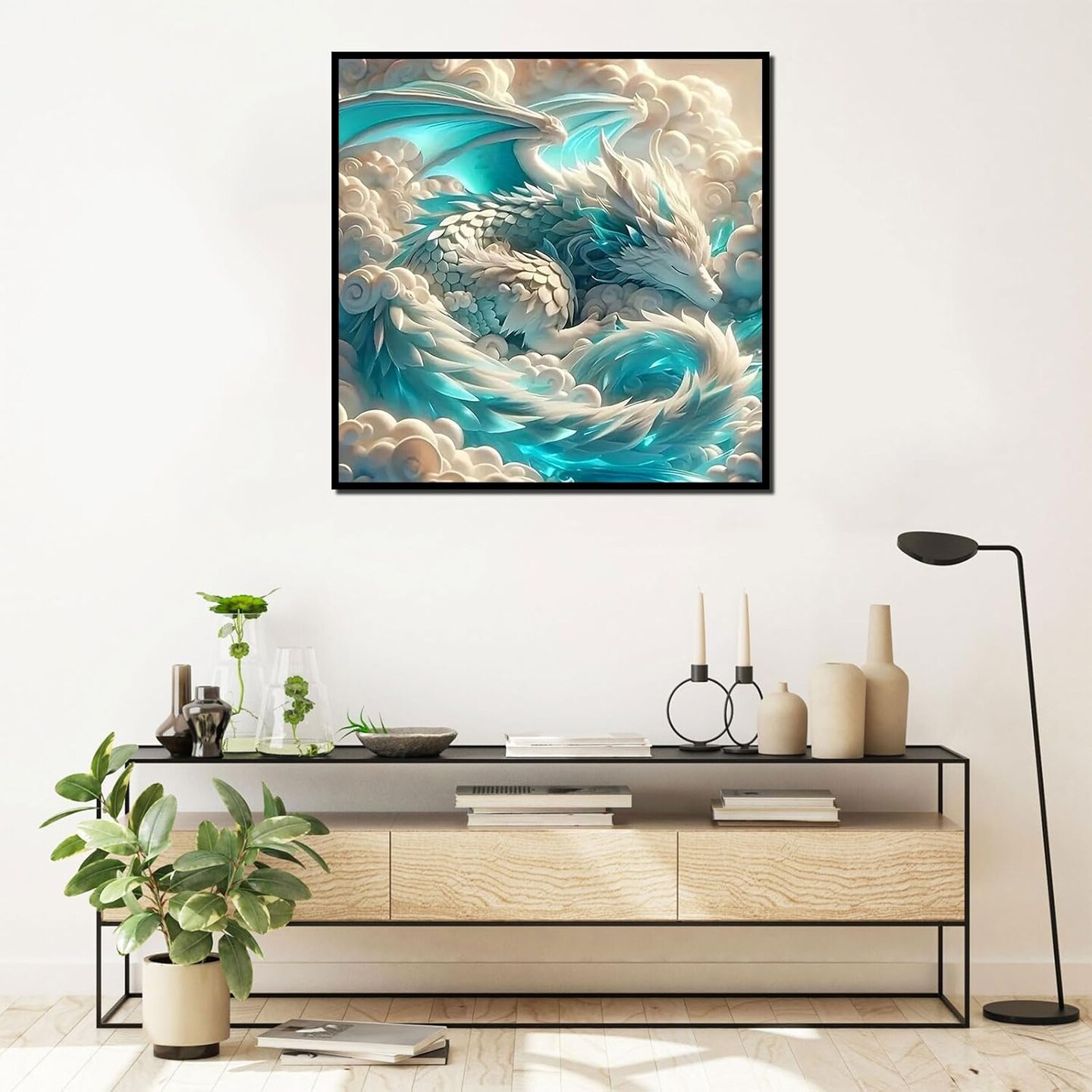 Dragon Diamond Painting Kit for Adults – 5D DIY Full Round Drill Sleeping Cloud Dragon Gem Art, Beginner-Friendly Diamond Painting, Home Wall Decor, 11.8×11.8 Inch
