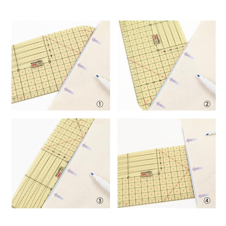 Kearing&#xAE; Hot Hem Ruler for Sewing, Patented Heat Resistant Non-Slip Hot Ironing Ruler for Measure, Mark, Fold, Press with Dry or Steam Iron