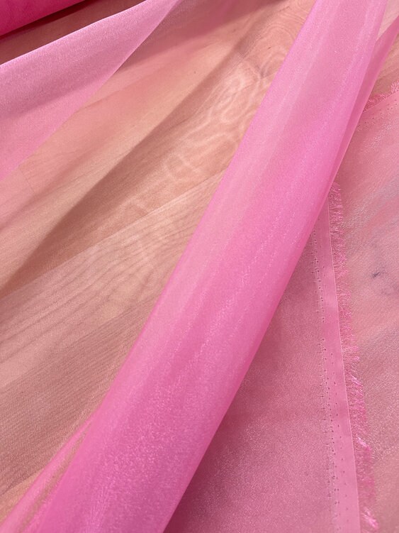 1 Yard Bubblegum Pink Sheer Crystal Organza Fabric for Sewing and Event Decor 58/59 inches wide