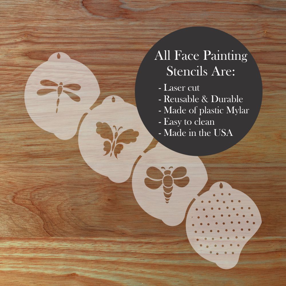 Bugs Face Painting Stencil Set | Perfect for Face Painting, Temporary Tattoos, Birthday Party | Designer Stencils |