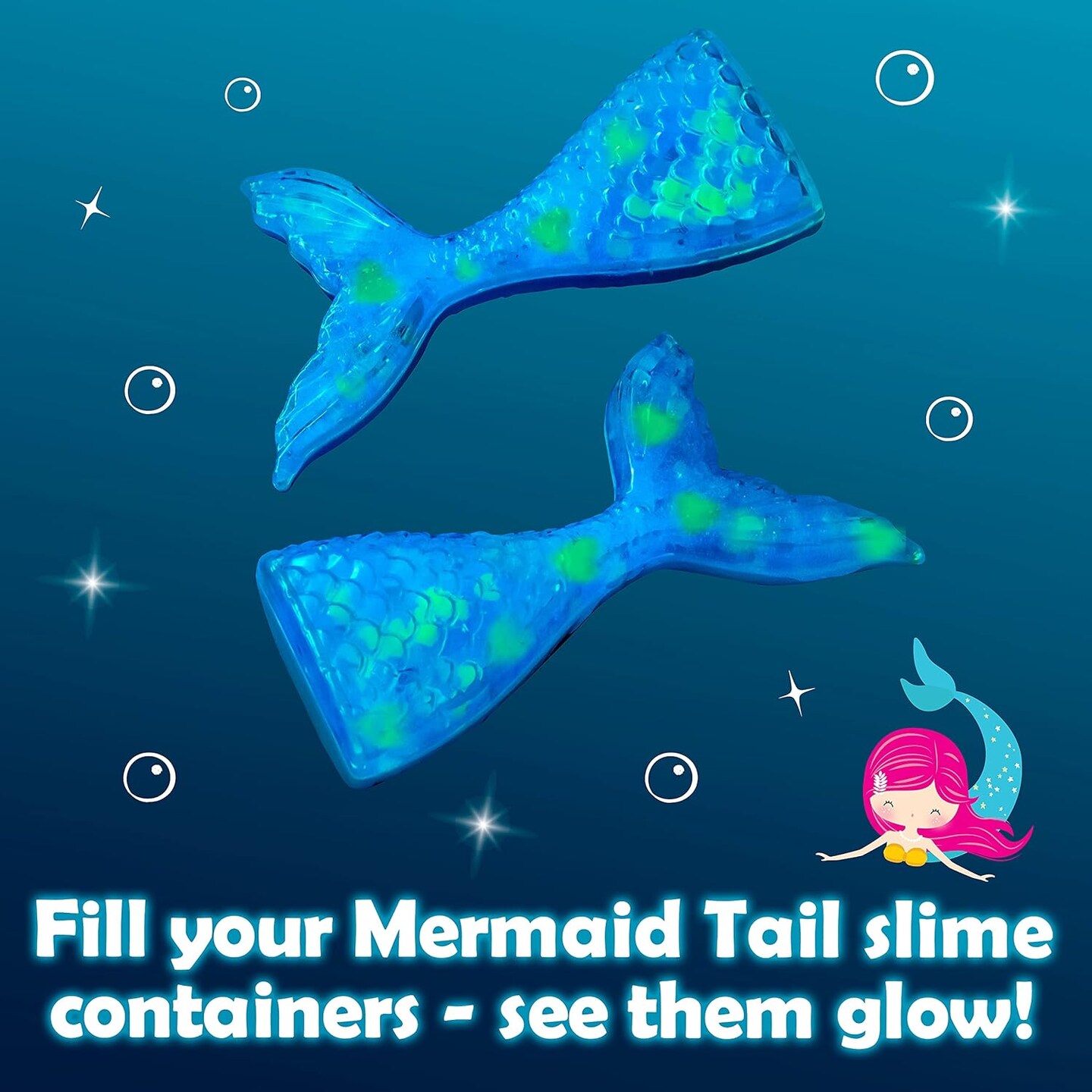 Mermaid Slime Kit - 35 Piece DIY Glow in The Dark Slime with Glitter Add-Ins (Original)