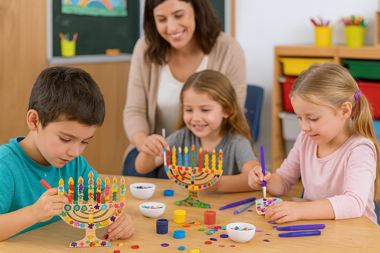 Wooden Chanukah Menorah Craft Kit – DIY Paintable Menorah for Kids, 1 Piece