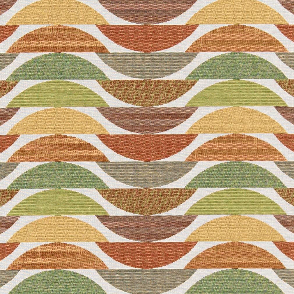 Green Orange Made in America Abstract Woven Pattern Upholstery Fabric by The Yard - SKU: Mayer Citrus