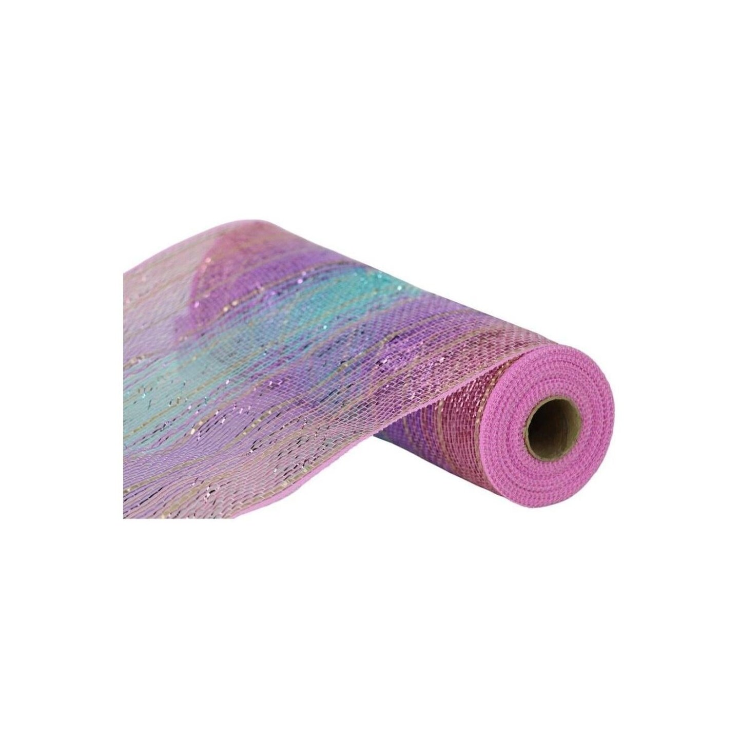10" Metallic Foil Ombré Mesh Ribbon: Light Pink, Lavender, Ice Blue, Gold (10 Yards)