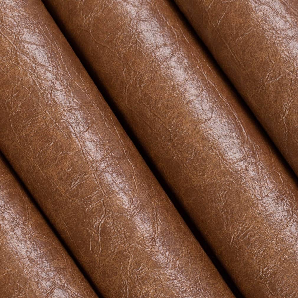 Brown Performance PVC Free Pet Friendly Distressed Breathable Polyurethane Upholstery Fabric by The Yard - SKU: Howell Saddle