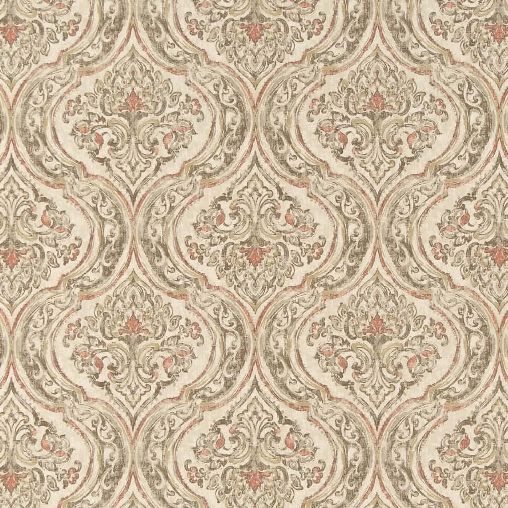 Pink Damask Print Upholstery Fabric by The Yard - SKU: Wesley Mauve