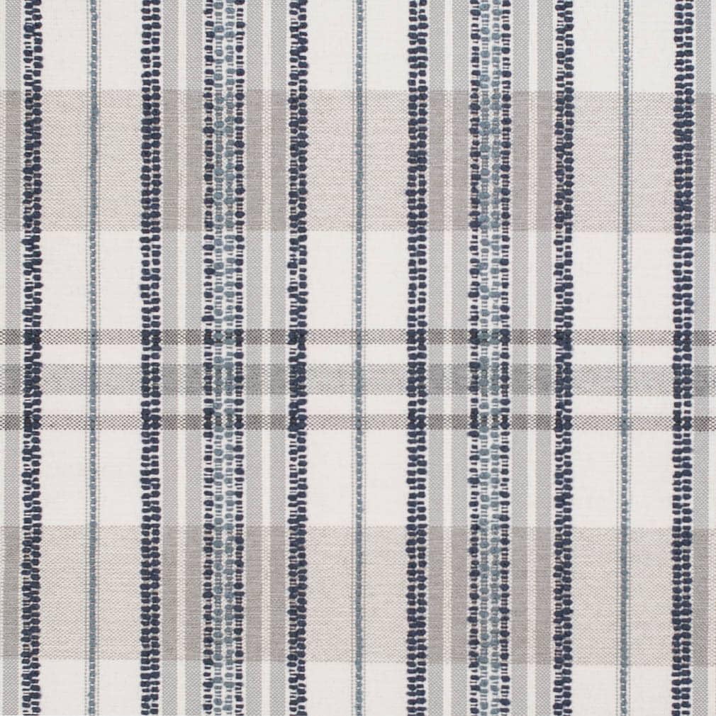 Blue Stain Resistant Performance Pet Friendly Plaid Woven Pattern Upholstery Fabric by The Yard - SKU: Carmelo Admiral