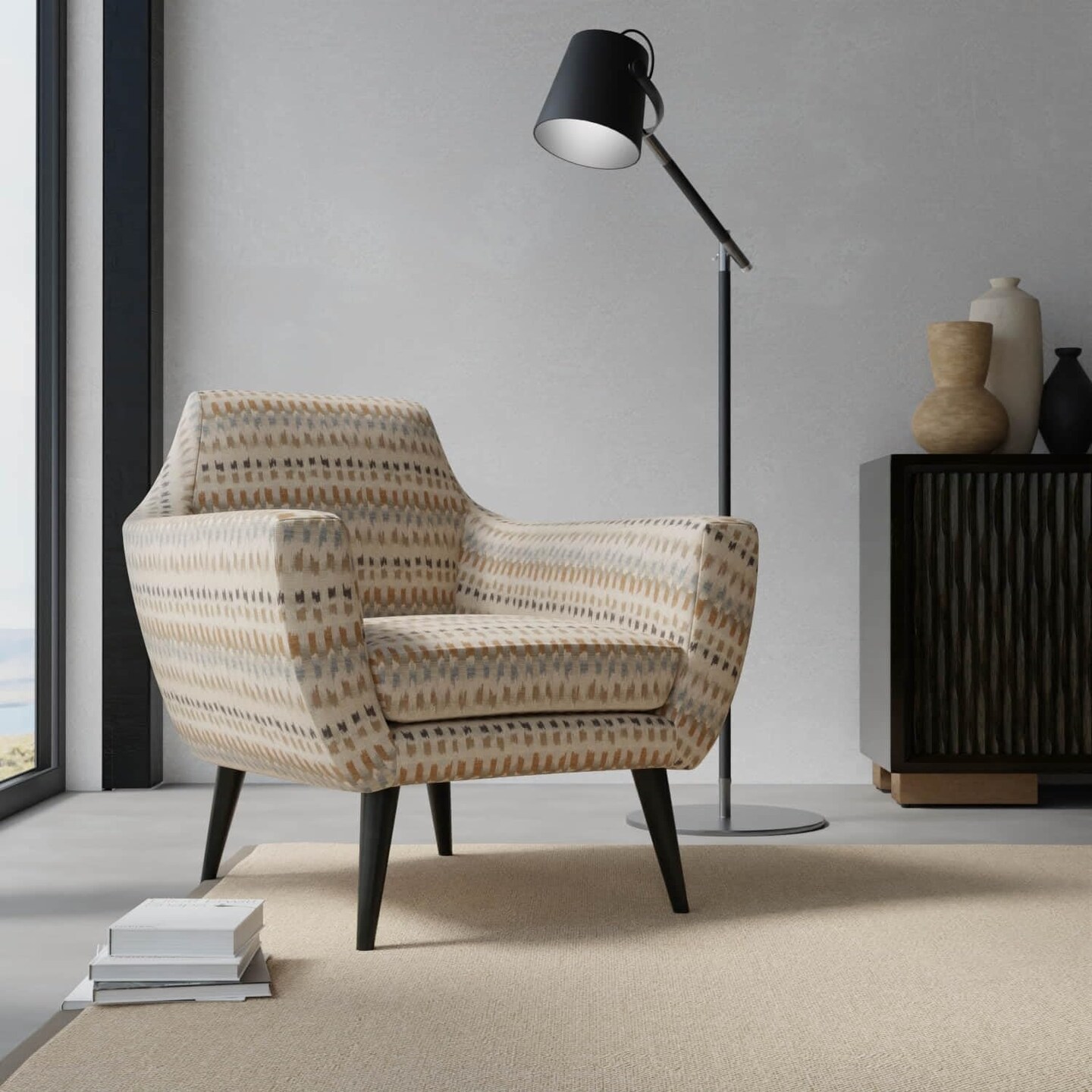 Brown Abstract Woven Pattern Upholstery Fabric by The Yard - SKU: Keller Dusk