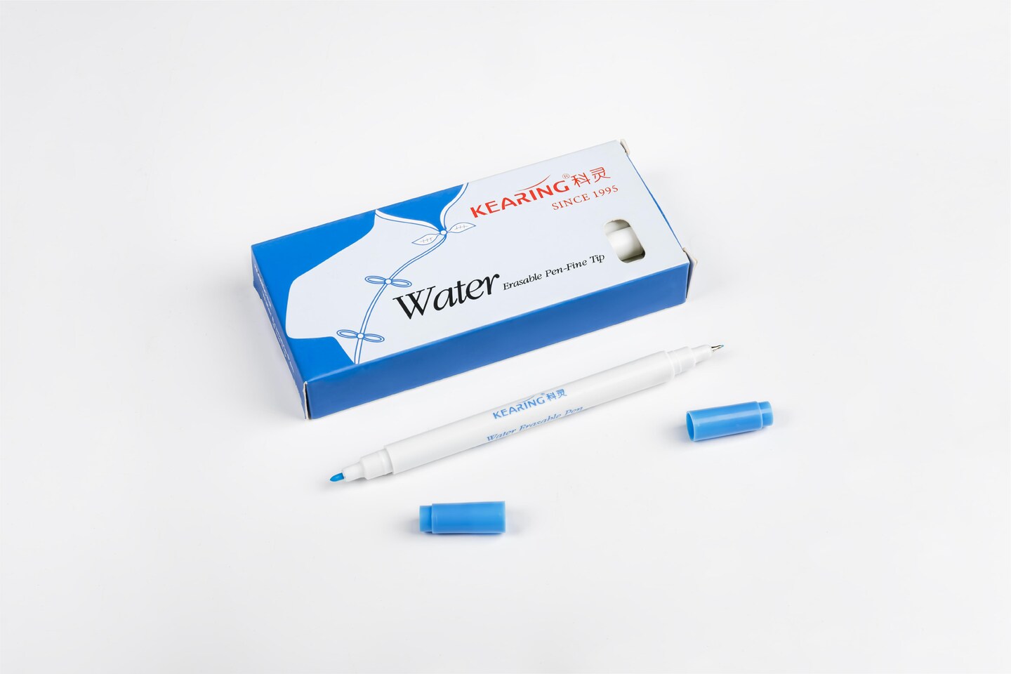 Dual Tip Water Erasable Pen Blue - 1 mm Bold Tip & 0.5 mm Fine Tip - 12 Pack