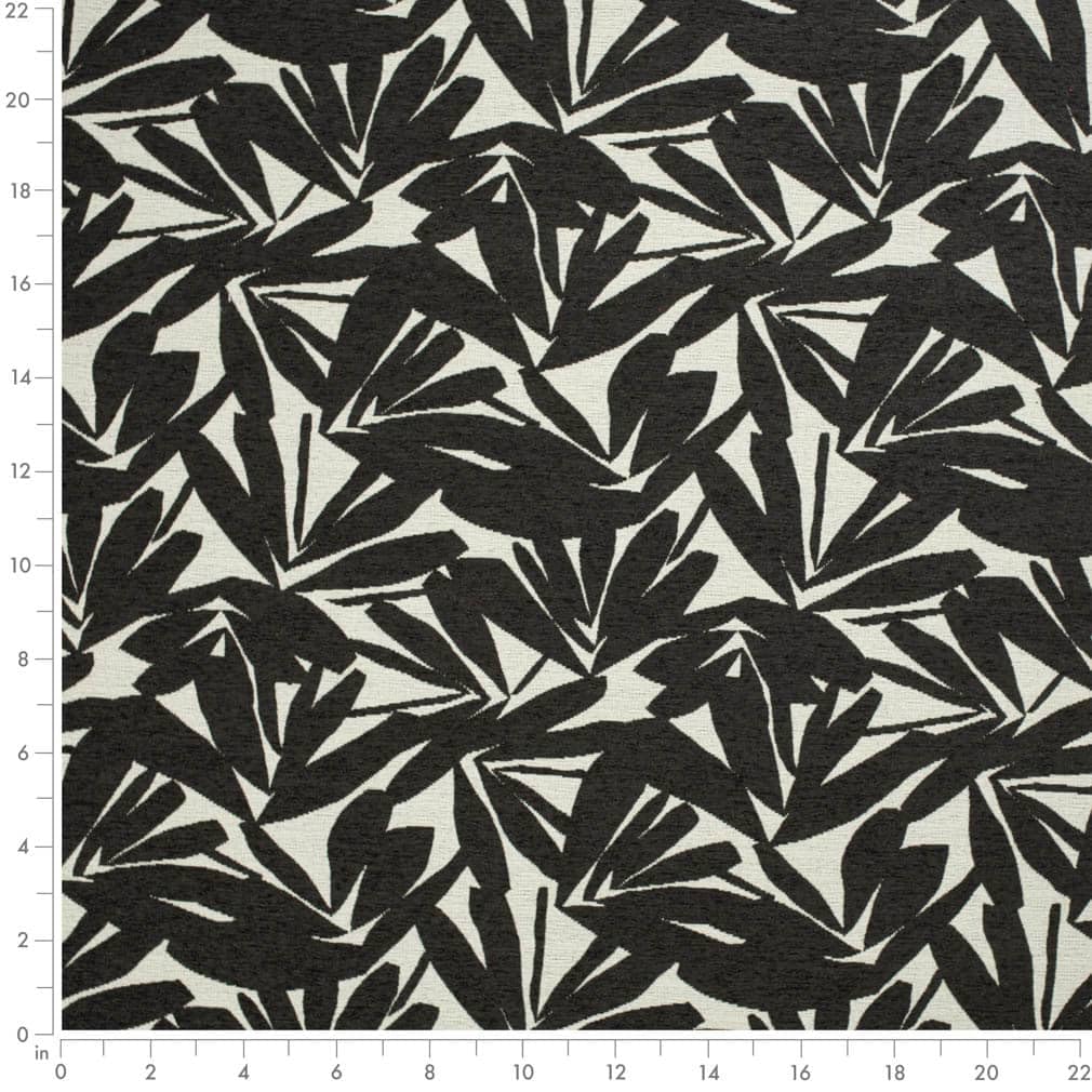 Black Abstract Leaves Woven Pattern Upholstery Fabric by The Yard - SKU: Bodie Ebony