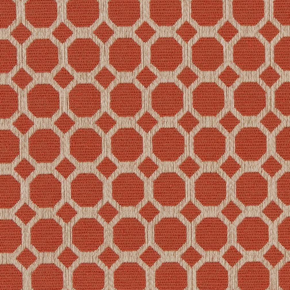 Orange Stain Resistant Performance Pet Friendly Geometric Woven Pattern Upholstery Fabric by The Yard - SKU: Francis Spice