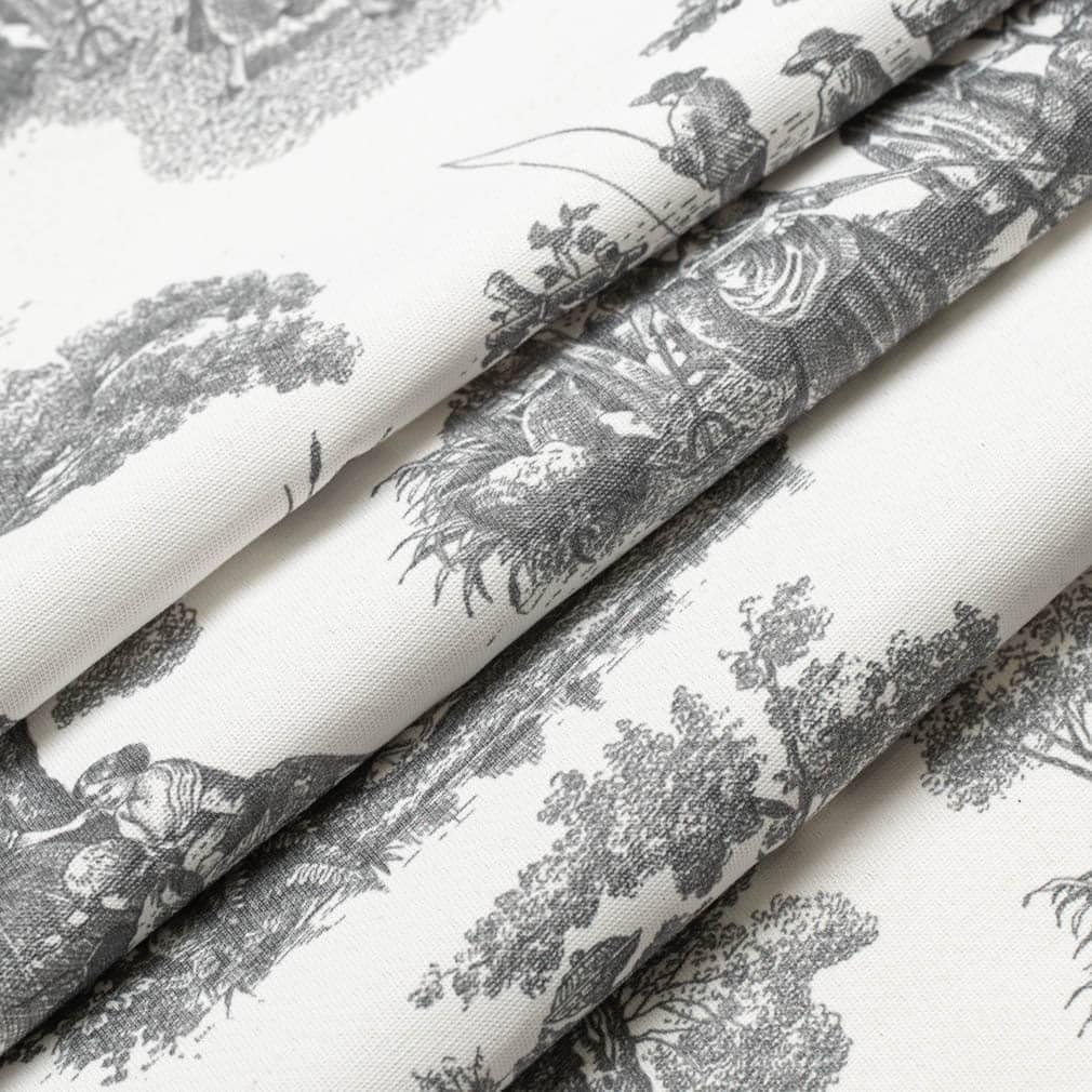 Black Toile Print Upholstery Fabric by The Yard - SKU: Blair Black