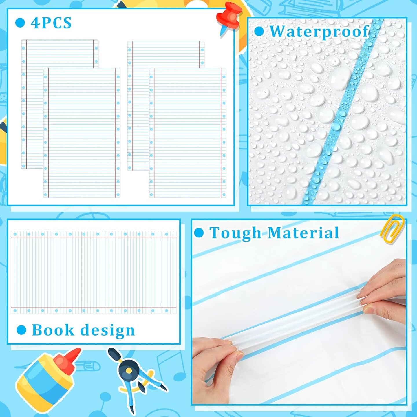 4 Pcs Preschool Kindergarten Back to School Party Tablecloth