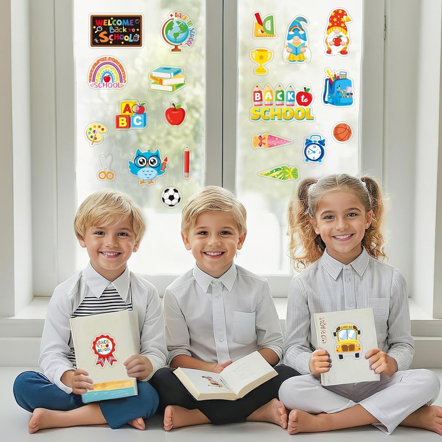 50 PCS Back to School Window Thick Gel Clings Stickers