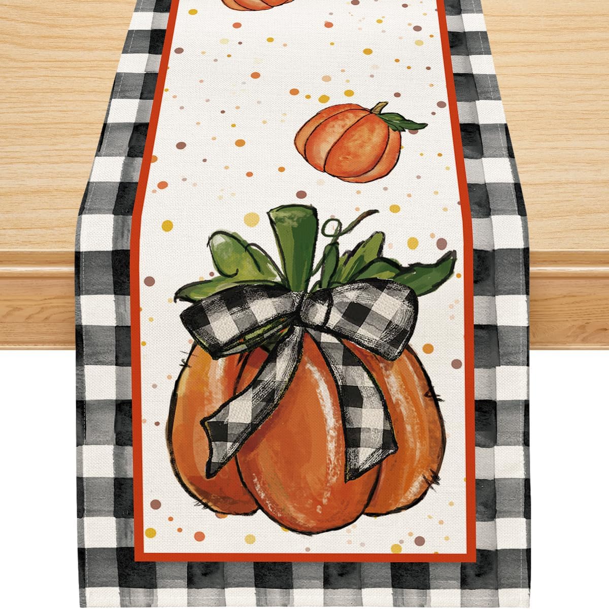 Fall Table Runner, Fall Decorations for Home Pumpkin Runner (Beige) 13x72 Inch
