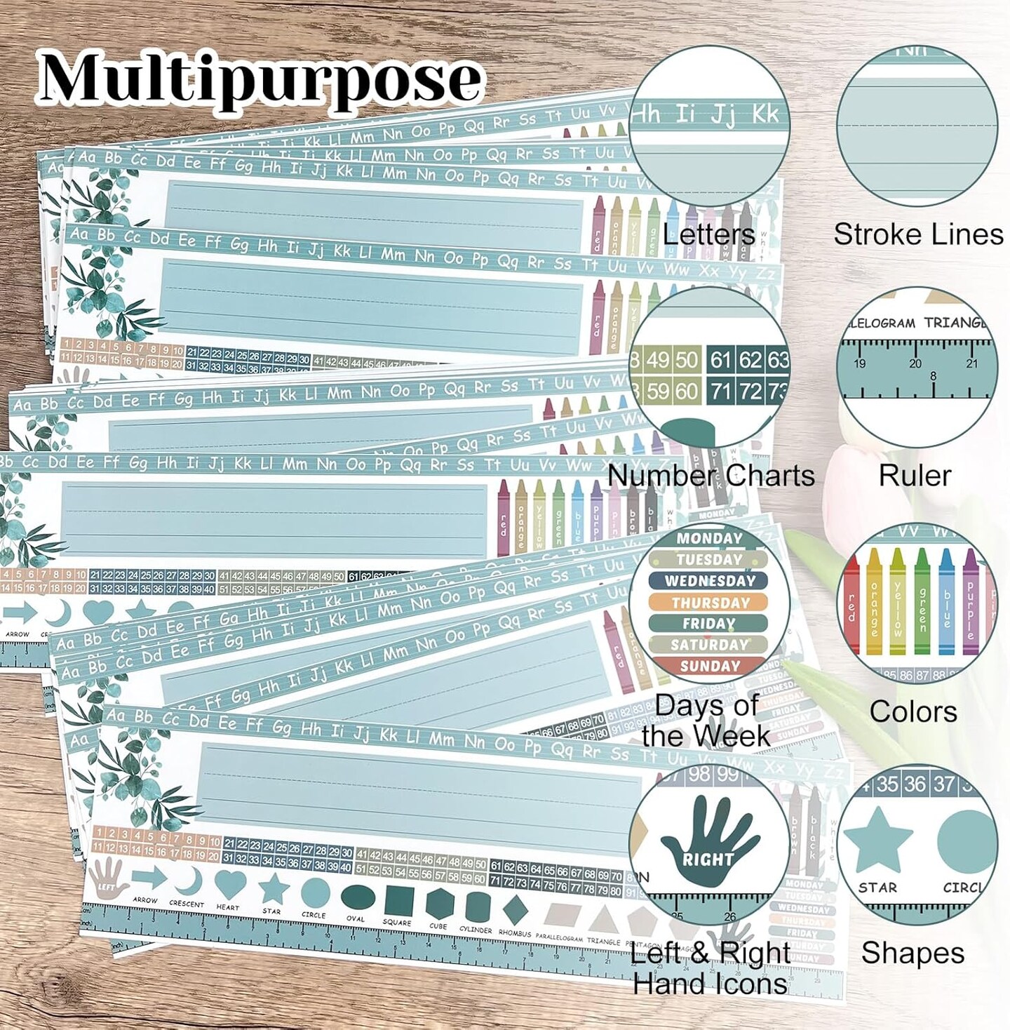 48Pcs Classroom Name Tags for Desk Nameplates with Numbers Chart