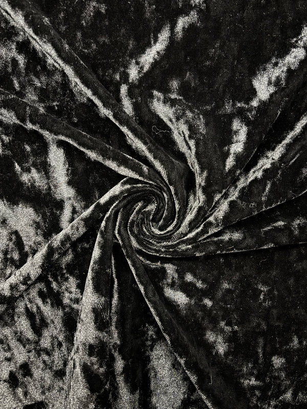 1 Yard 4-Way Stretch Black Crushed Velvet Fabric Multipurpose 36" x 60"