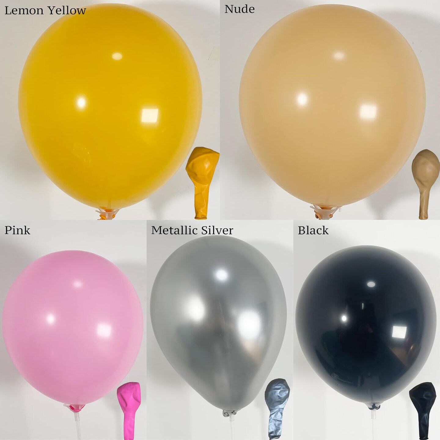 192PCS Pencil Balloon Arch Garland Kit (Pink, Metallic Silver, Lemon Yellow, Nude, Black) 5.5 x 2.1 x 6.5 inches