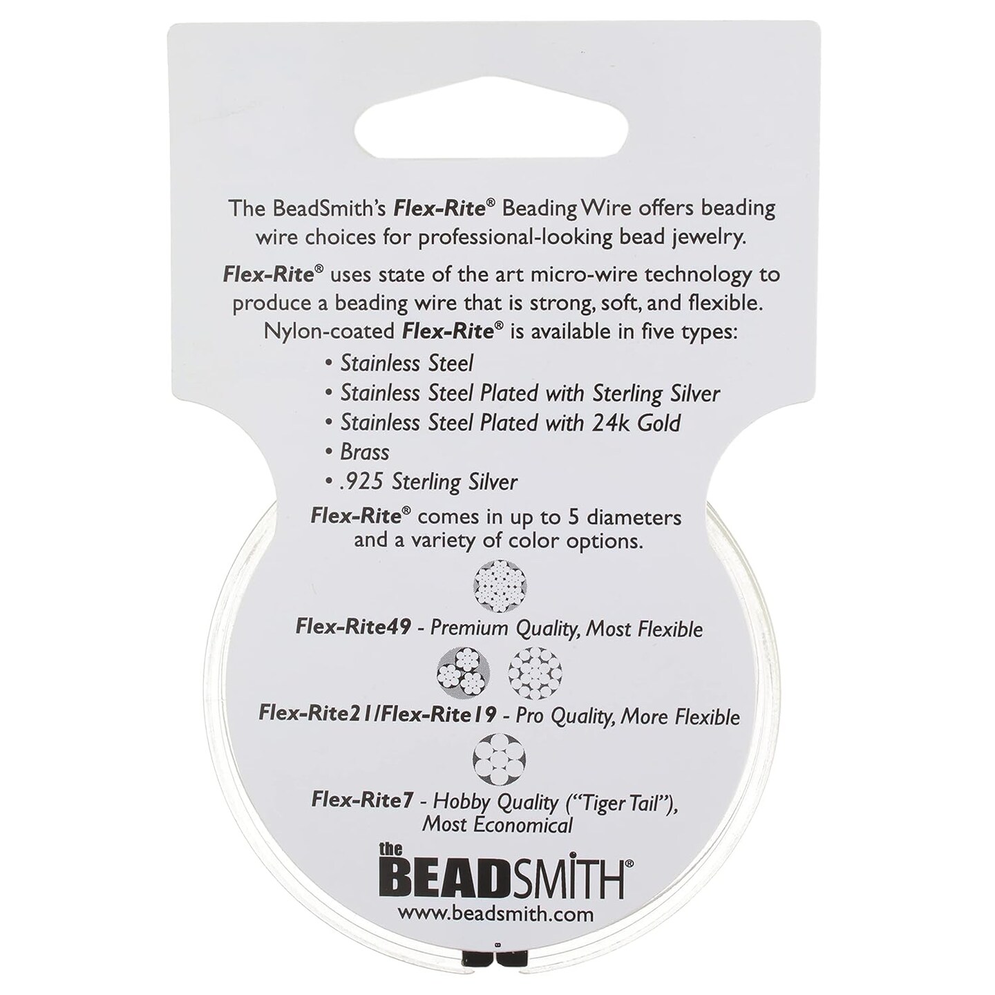 The Beadsmith Flex-Rite 49 Strand Nylon Coated, Stainless-Steel Beading Wire, Jewelry Making Supply (.018 Dia, Pearl Silver - 30 Ft)