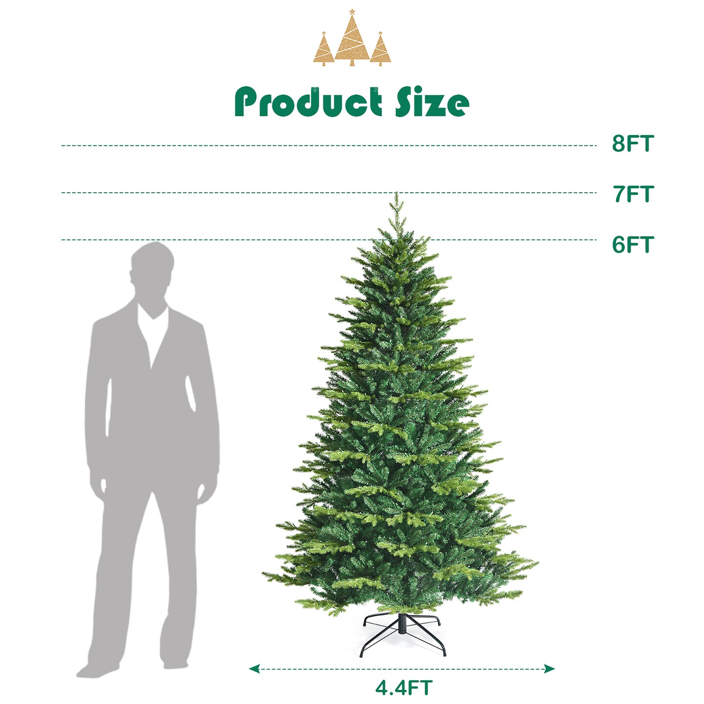 Costway 6ft\7ft\8ft App-Controlled Pre-lit Christmas Tree Multicolor Lights w/ 15 Modes