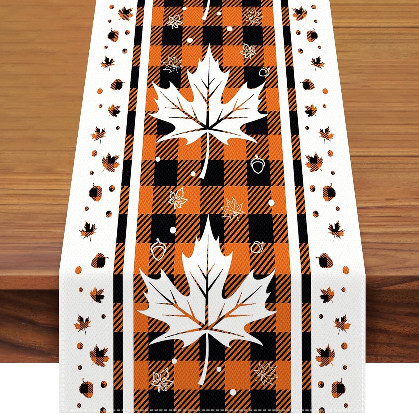 Buffalo Plaid Fall Maple Leaves Table Runner | Michaels
