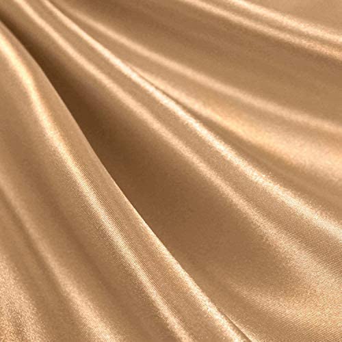 1 Yard Champagne Stretch Charmeuse Fabric 60″ Inch Wide 95% Polyester, 5% Spandex