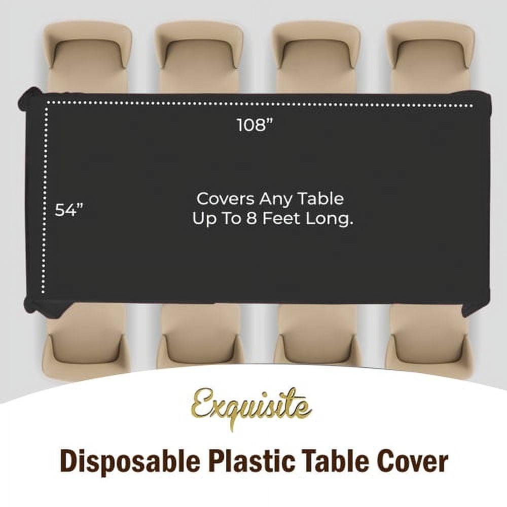 Exquisite 6-Pack Premium Plastic Tablecloth 54in. x 108in. Rectangle Plastic Table Cover