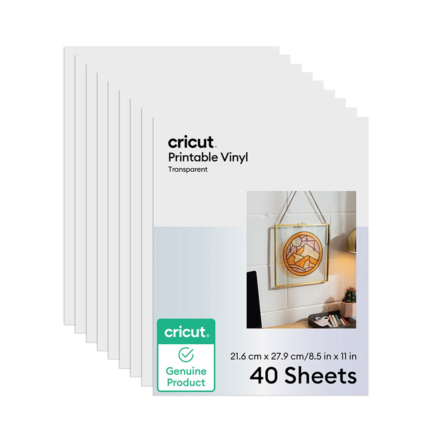 Cricut Printable Vinyl Sheets - 8.5 x 11 in, 40 Count, Transparent