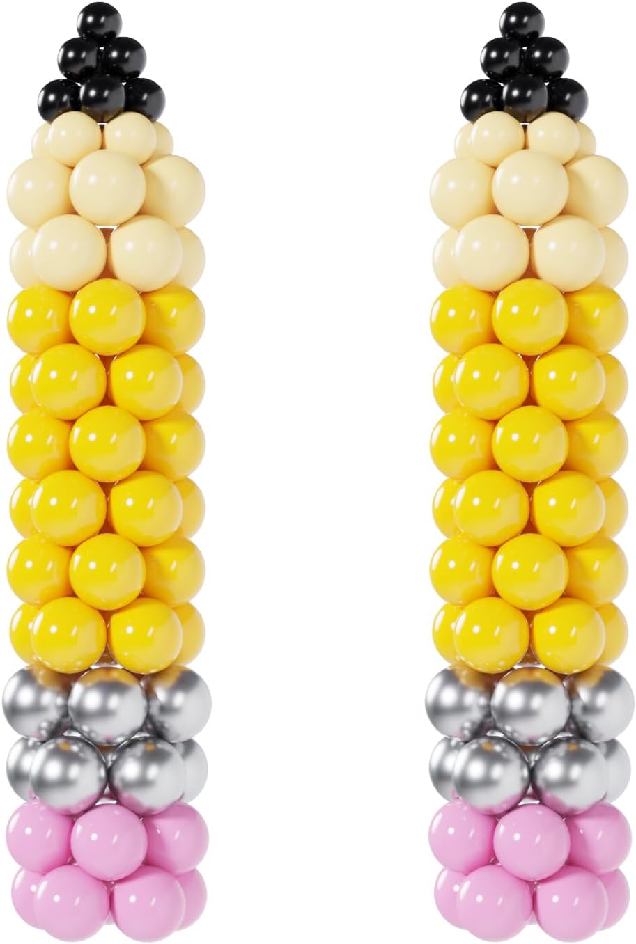 192PCS Pencil Balloon Arch Garland Kit (Pink, Metallic Silver, Lemon Yellow, Nude, Black) 5.5 x 2.1 x 6.5 inches