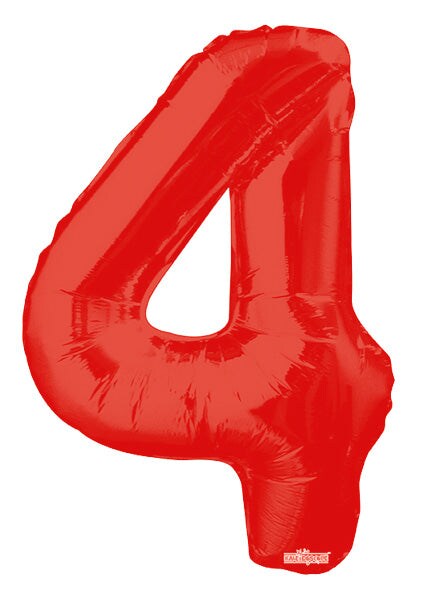34&#x22; Numeral 4 Balloon - Red, 1ct