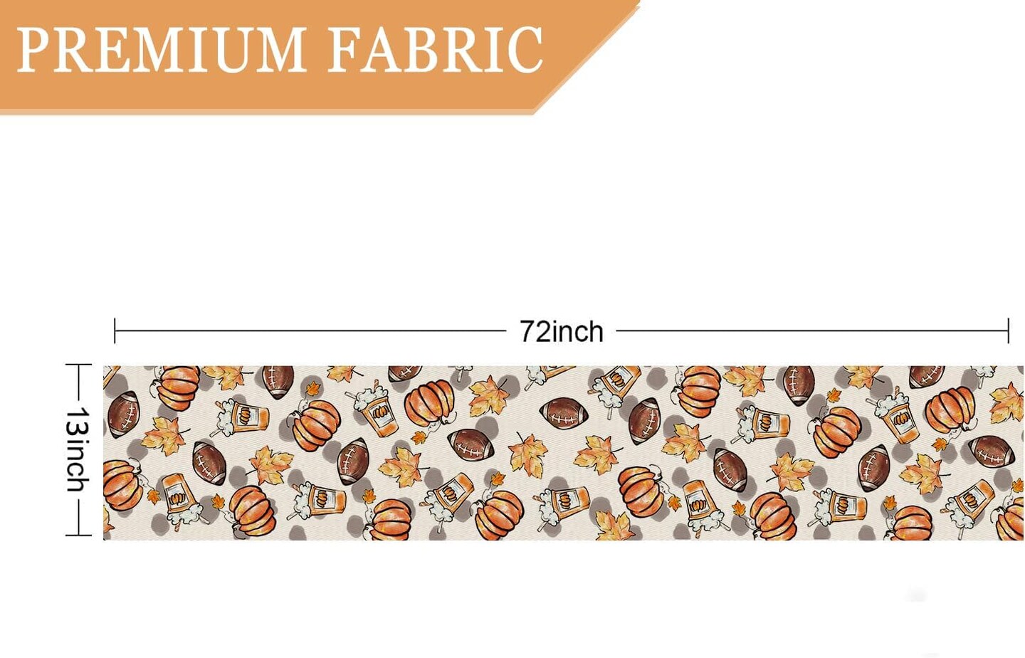 Fall Table Runner Pumpkins Football Thanksgiving Table Runners 13x72 Inch