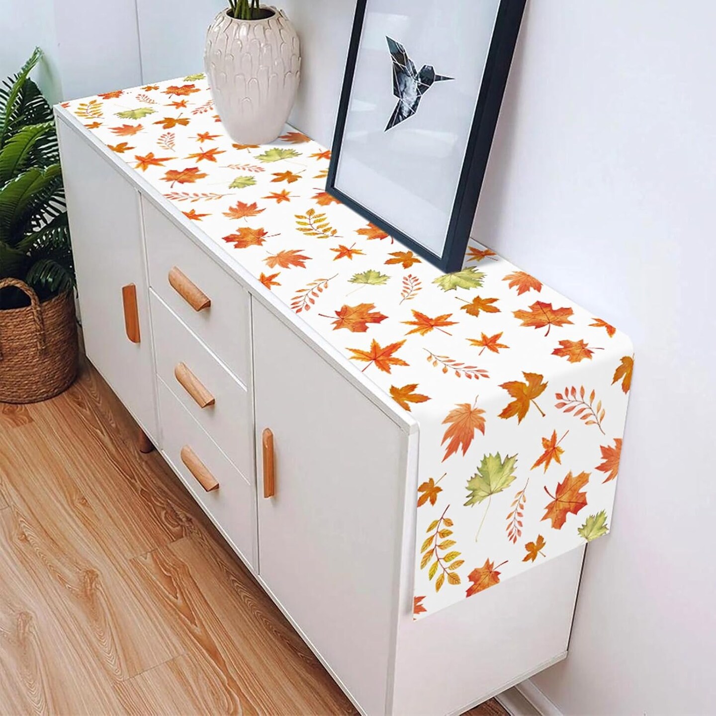 Fall Table Runner - Maple Leaf Table Runner (Yellow) 13.8 x 72 inch