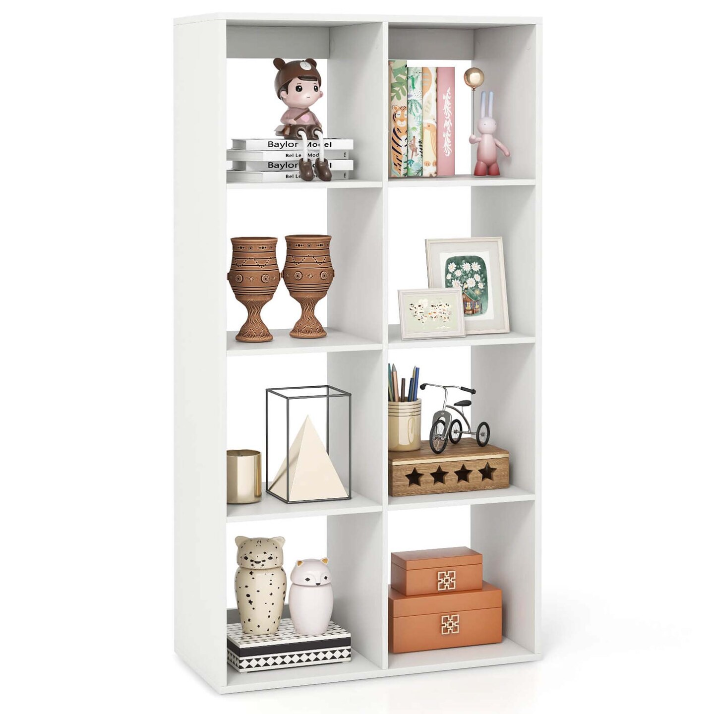 Costway 4/6/8/9-Cube Open Bookshelf with Anti-tip Kits Home Modern Style Storage Shelf for Study