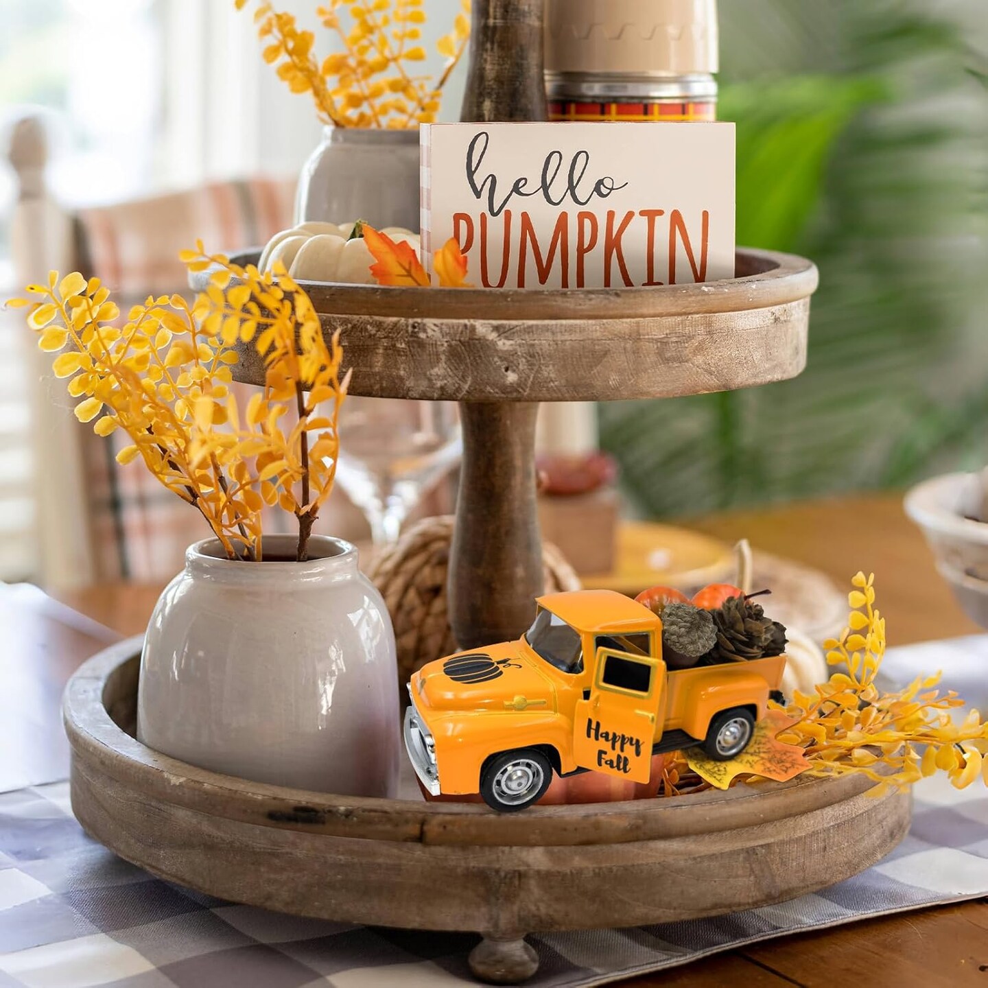 Truck with Mini Fake Pumpkins Fall Decor - Pumpkin Orange