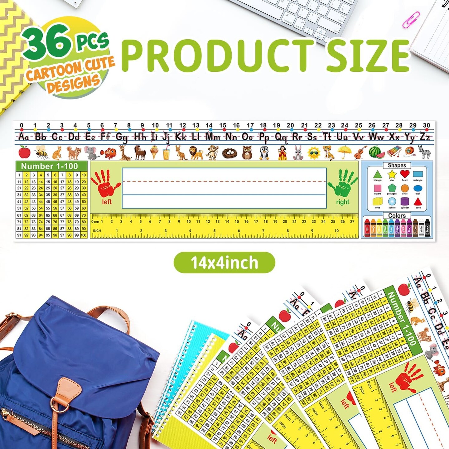 36 Pack Self Adhesive Name Tags for Classroom Alphabet Letters - Yellow