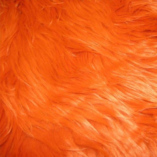 1 Yard Vibrant Orange Shaggy Faux Fur Fabric Soft &#x26; Plush, 60 Inch Width