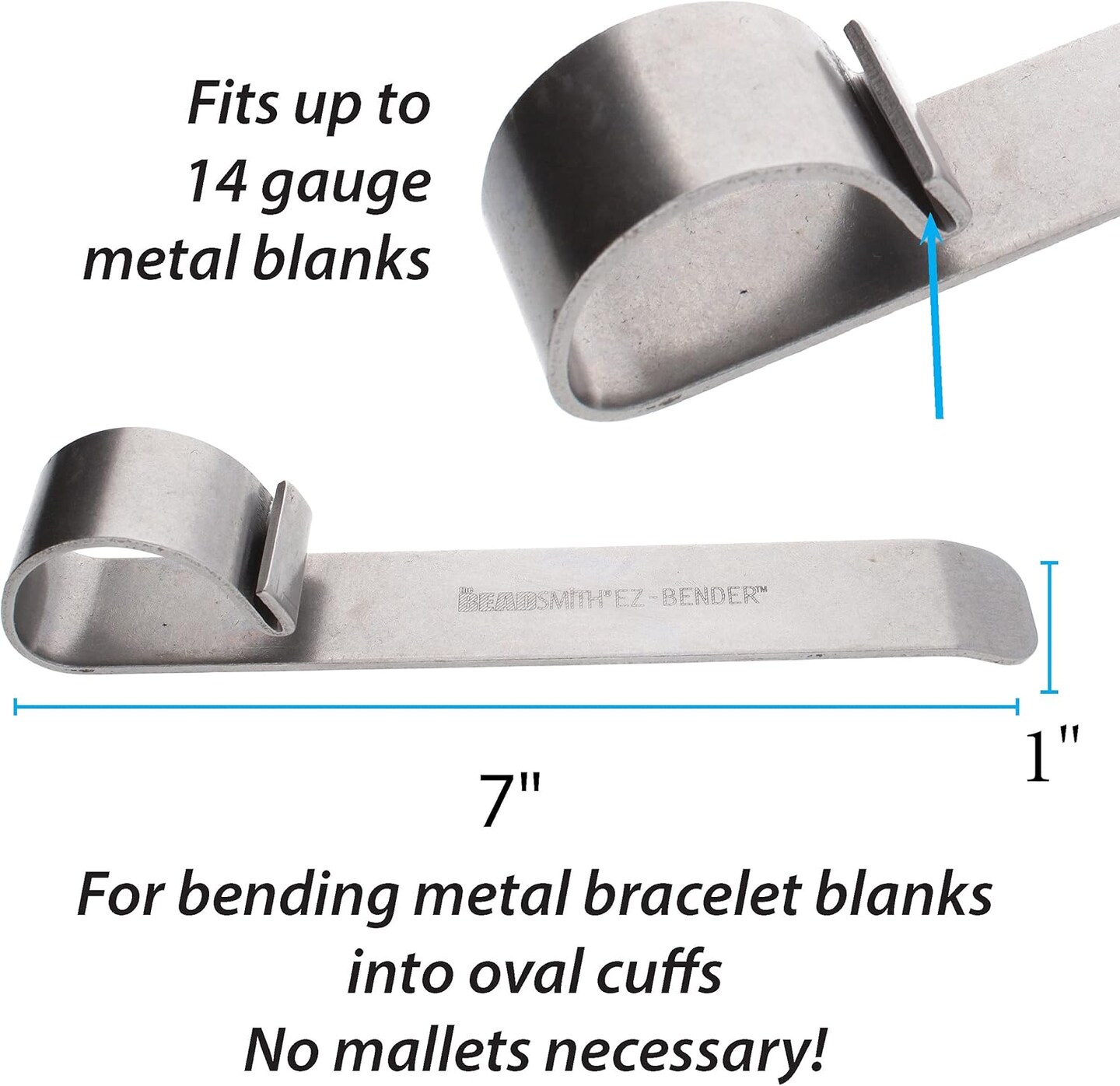 The Beadsmith EZ Bender - Metal Elements - Made of Hardened Steel - 7 x 1 x 1.25 inches - Tool for Making Cuff Bracelets - Create Perfectly Curved Bracelets Without a Mallet