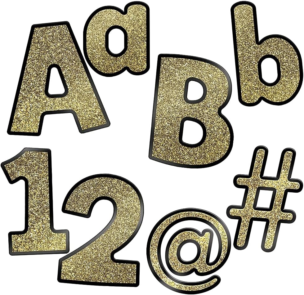 219 Piece 4 Inch Gold Glitter Bulletin Board Letters for Classroom