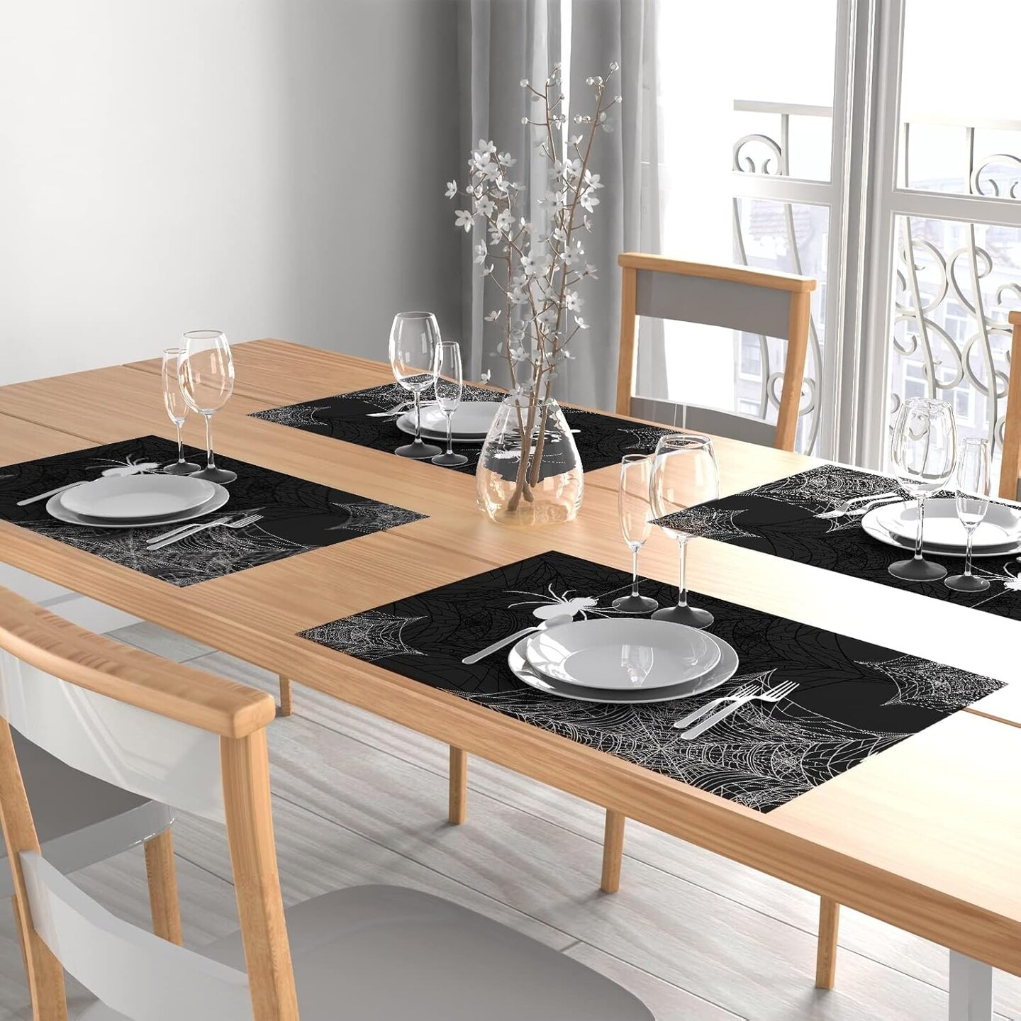 Halloween Placemats Set of 4(Halloween Spider Web)