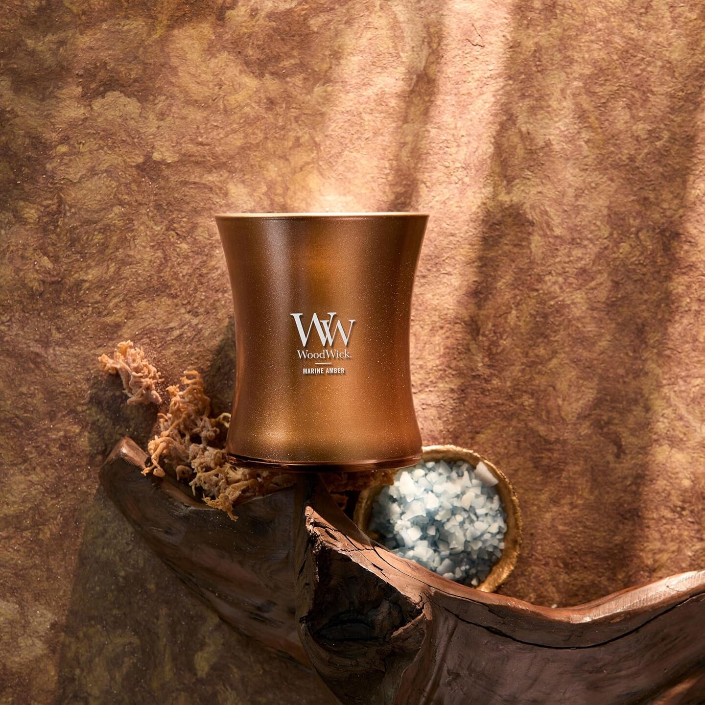 Marine Amber Scented Candle, Crackles as it Burns, Precious Metals Collection, Home Décor, Gifting