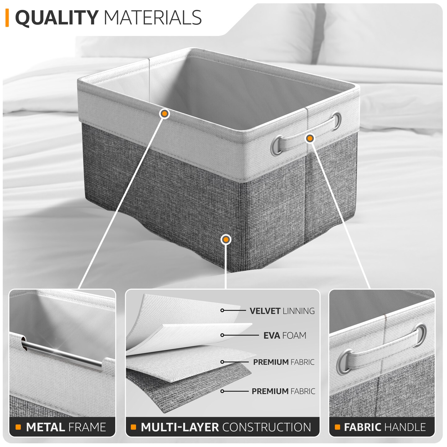 Sorbus Large Fabric Storage Bins for Shelves Set of 6 - 15 Inch Sturdy Collapsible Storage Bins with 2 Handles