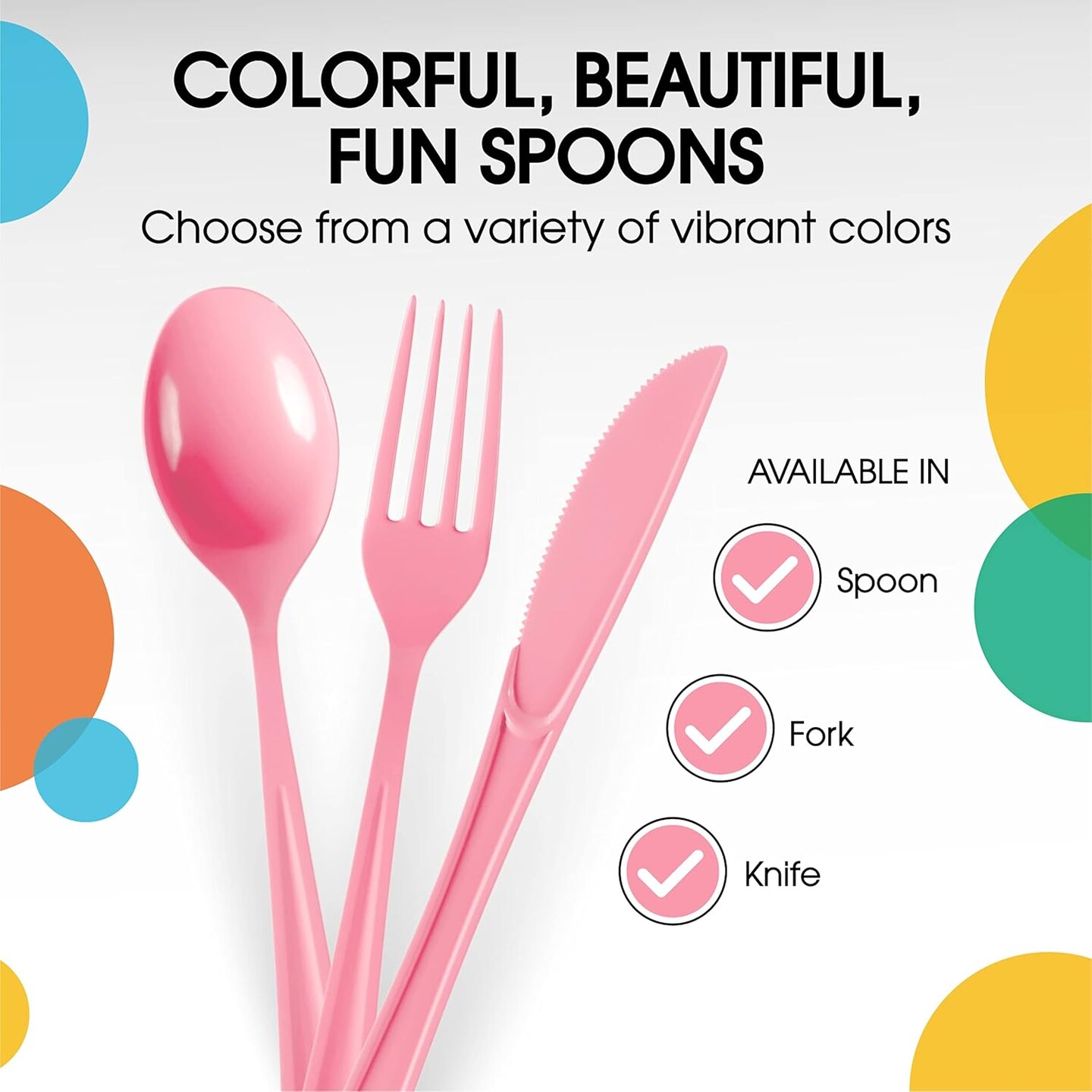 Pink Plastic Spoons 200 Pcs Pink Spoons Disposable Utensils Heavy Duty Plastic Cutlery Set Disposable Cutlery Sets Flatware Sets Silverware Set Party Supplies &#x26; Party Tableware Exquisite