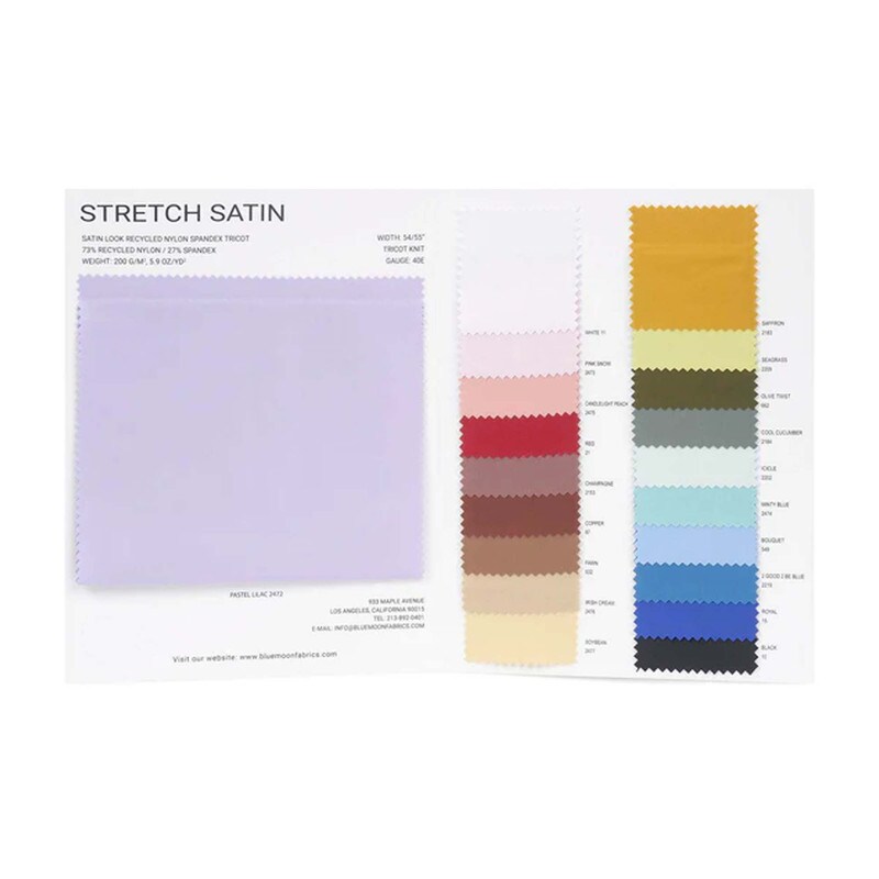 Stretch Satin Look Recycled Nylon Spandex Color Card