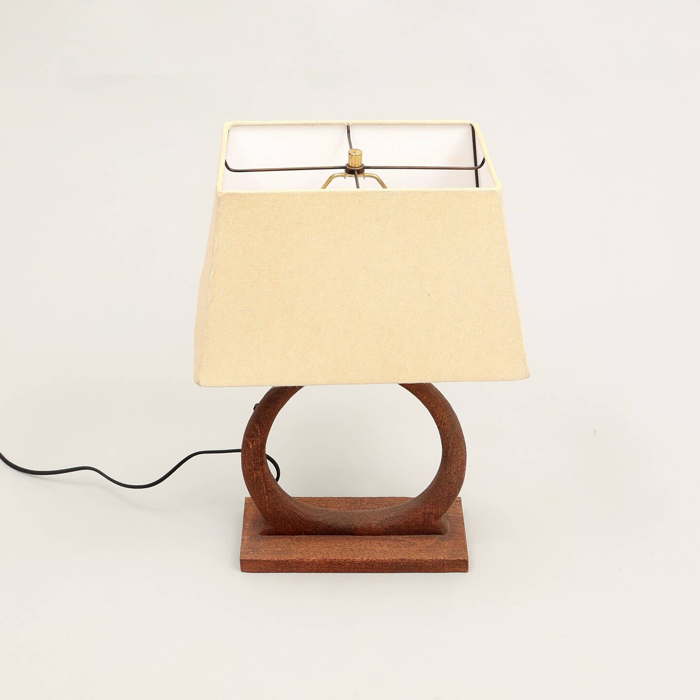 Handmade Artisanal Table Lamp with Wooden Base -15&#x22; X 10&#x22; X 21&#x22;