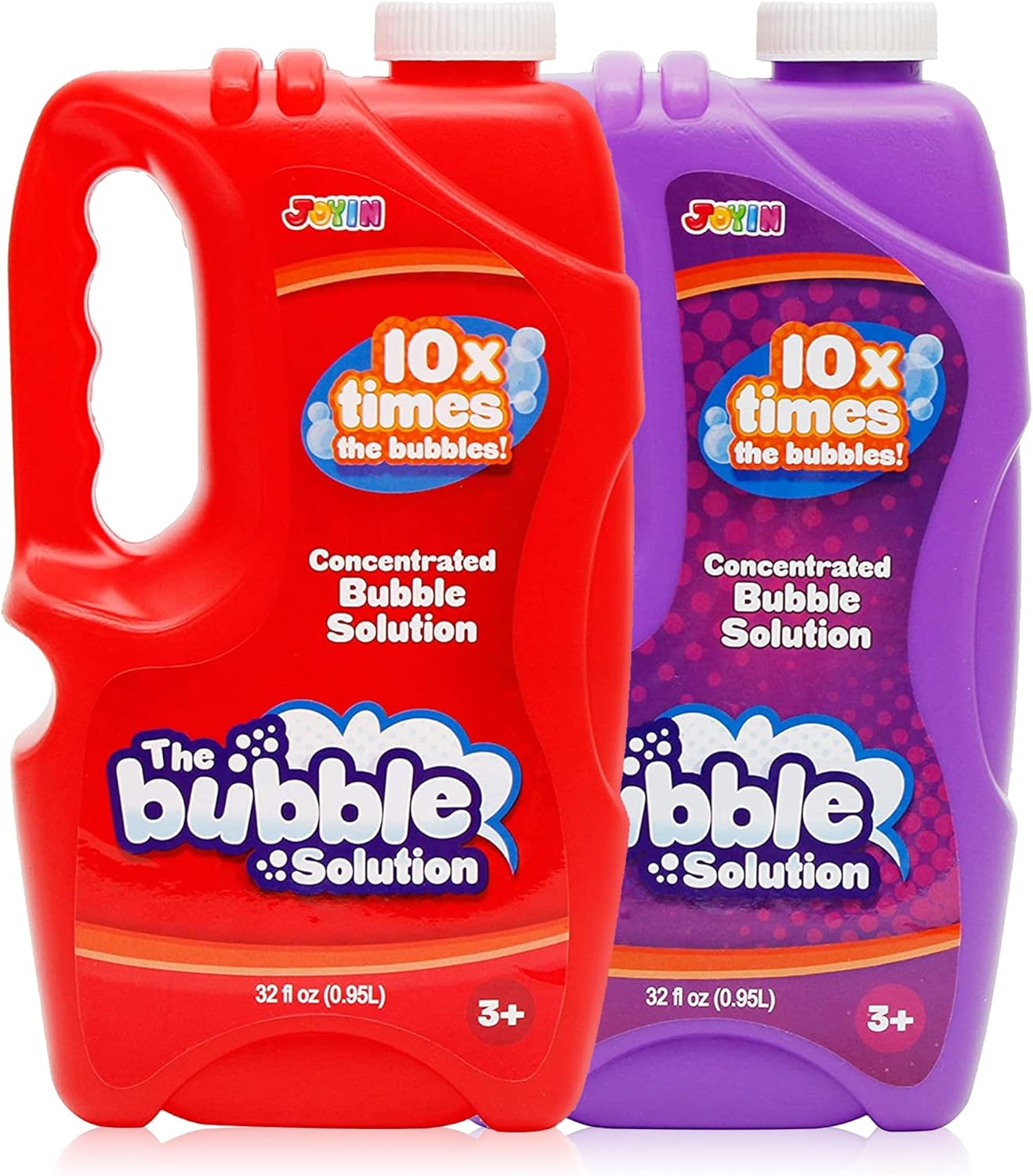 2 Bottles Bubbles Refill Solutions 64 oz (up to 5 Gallon), Concentrated Solution for Bubble Machine, Gun, Wand Refill Fluid Summer, Easter Toys (Red+Purple)