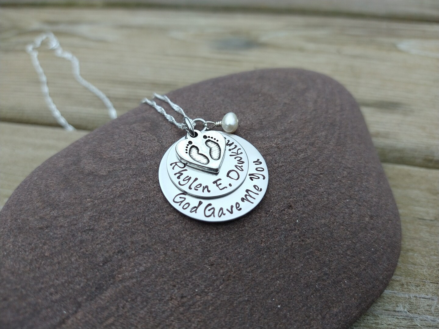Personalized Gift For New Mom, Necklace For Mom, Baby's Footprint Mother's Jewelry product 2